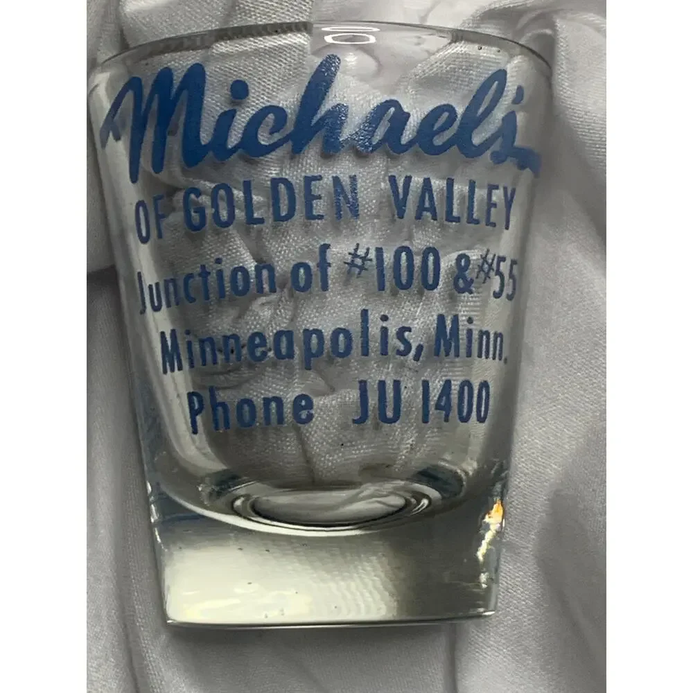 Vintage 1950s Michael’s Golden Valley MN Advertising Shot Glass JU 1400